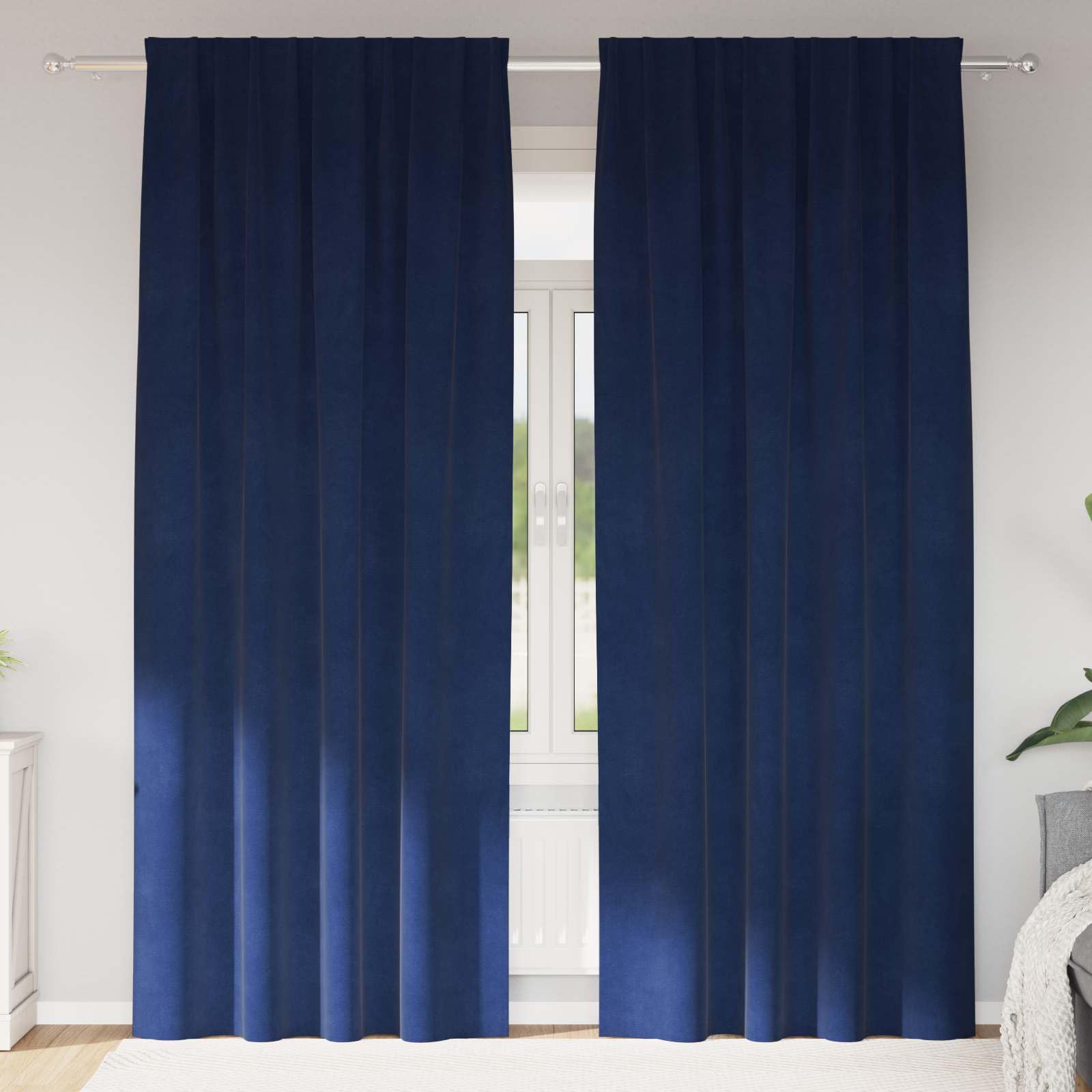 Lot de 2 rideaux occultants, bleu foncé, 140 x 225 cm, en velours, décoration de fenêtre, brise-vue, protection solaire, occultant, brise-vue pour chambre à coucher, salon
