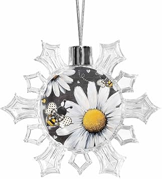 Daisy Bee Decorations Indoor Outdoor for Home Office Classroom, Summer Botanical Farmhouse Flower Plants Hanging Snowflake Ornaments Halloween Thanksgiving Xmas Tree Party Decor