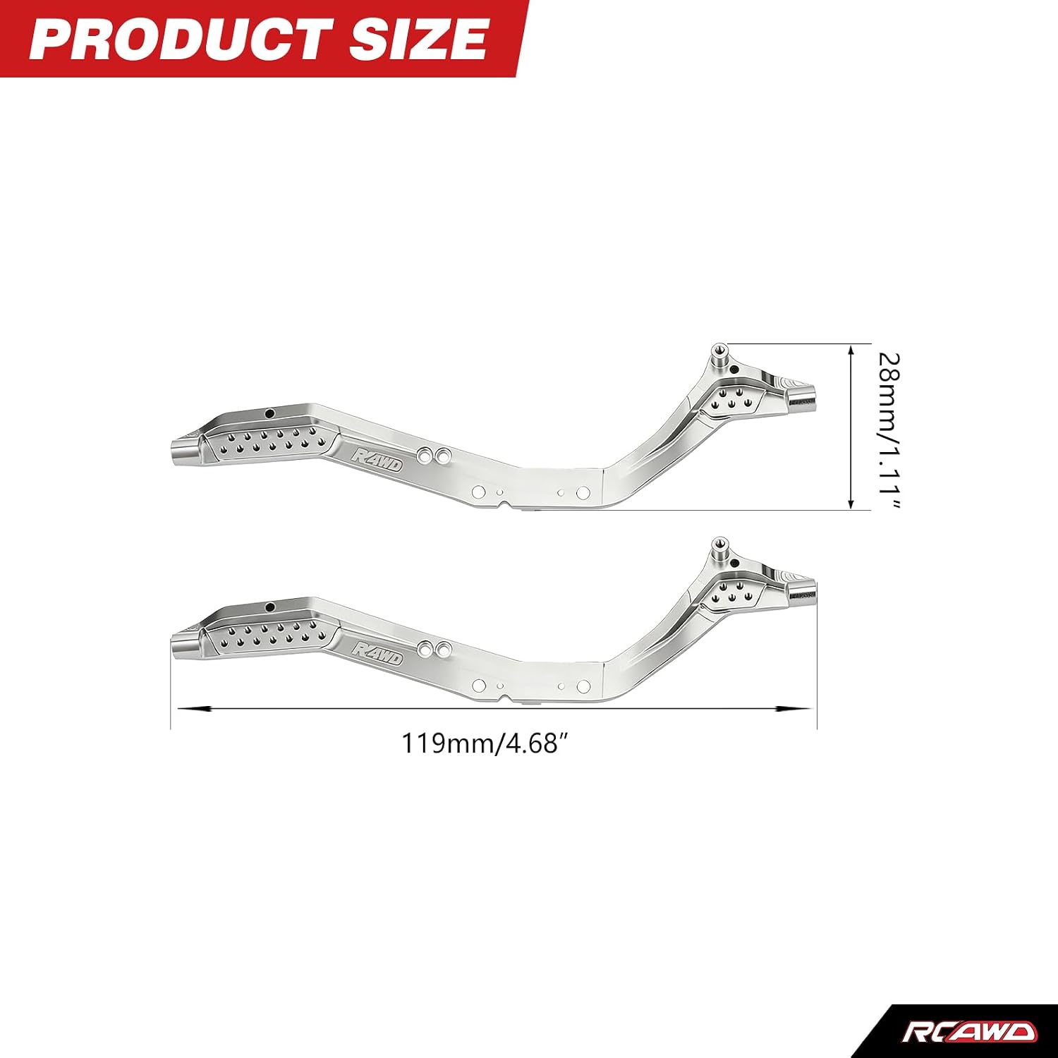 RCAWD 7075 SCX30 RC Chassis Frame Rails Plates Upgrades, Aluminum 90% More Durable for Axial 1/30 SCX30 Series