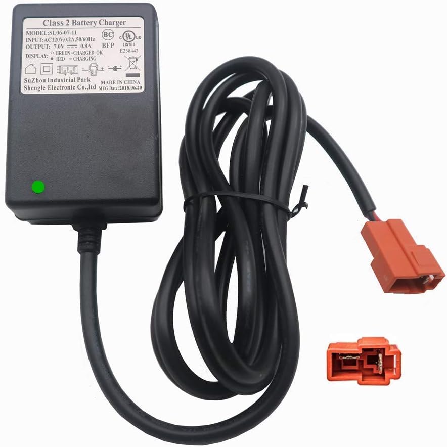 7.0V0.8A Kids Ride On Car Charger , 6 Volt Battery Charger for BMX X6 KID TRAX Disney GMC Dinsney Wal-Mart KID TRAX MOTO ATV Quad Disney Ride On Car Red 7V Square Plug