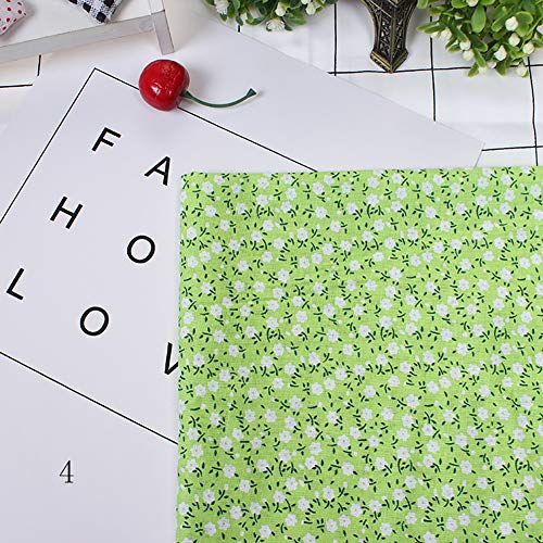 Frigidssm 7Pcs No Repeat Design Printed Floral Cotton Fabric For Patchwork, Sewing Tissue To Patchwork,Quilting Squares Bundles Green #TOP6