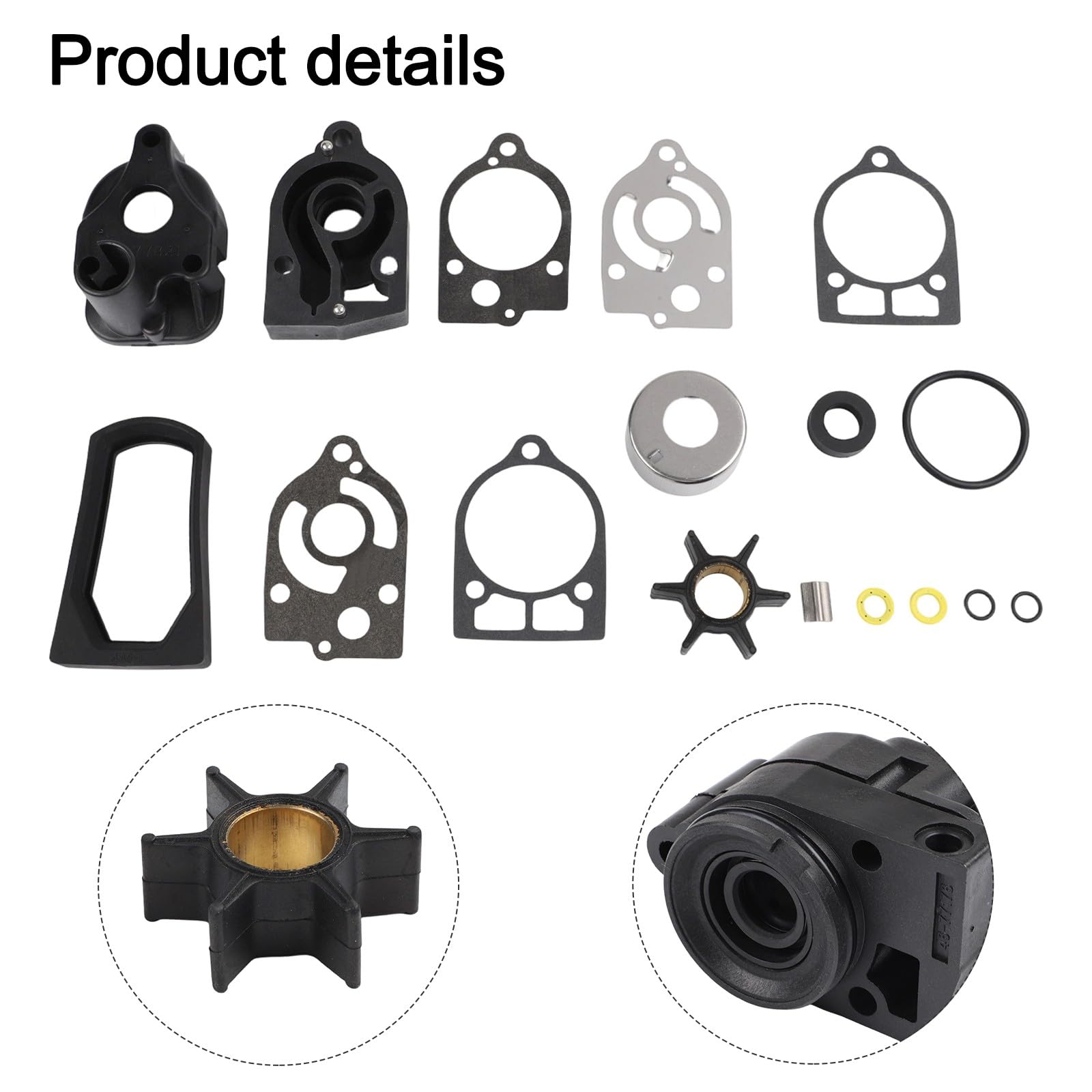 Kit di riparazione dell'acqua, per mercurio per mariner 40-70HP fuoribordo 1977-1997 sostituisce 46-77177A3, girante in neoprene OEM Fit Easy Install