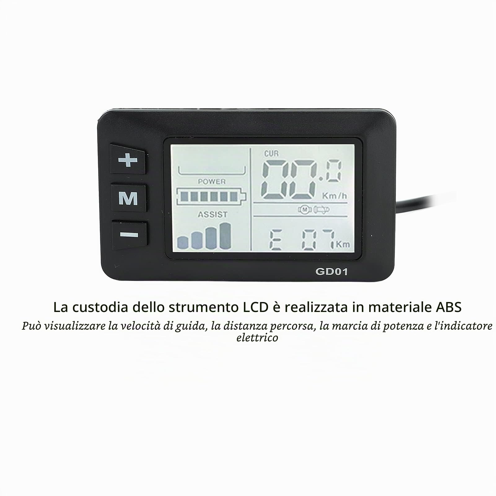 BuyWeek Kit Controller Brushless Bici Elettrica Controller Motore Onda Sinusoidale 24V 36V 48V 1000‑1500W 30A 3 Modalità con GD01 Display LCD