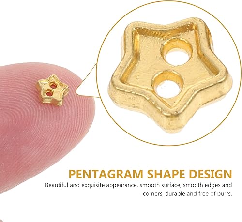 Miniatura 6 de EXCEART 100 mini botones de estrella para manualidades, manualidades, muñecos de felpa rellenos, proyectos de álbumes de recortes, dorado, 100