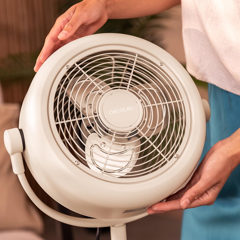 Cecotec - Standventilator EnergySilence 250 ClassicStyle Beige 25 W, 10 Zoll Durchmesser, 3 Aerodynamische Flügel, Verstellbare Neigung, 2 Geschwindigkeiten, Elegantes Design, Beige Farbe