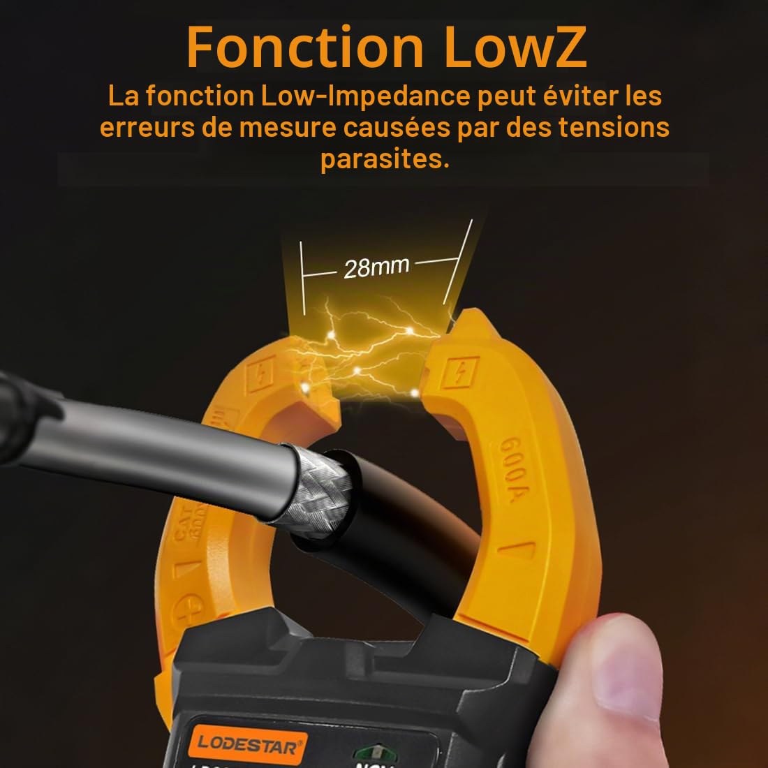 GALOOK Pince Ampèremétrique, 6000 Comptes Multimetre Automatique Numerique Professionnel, Voltmetre, Amperemetre pour Tension/Courant AC DC Résistance Continuité Capacité Diode Température NCV LIVE