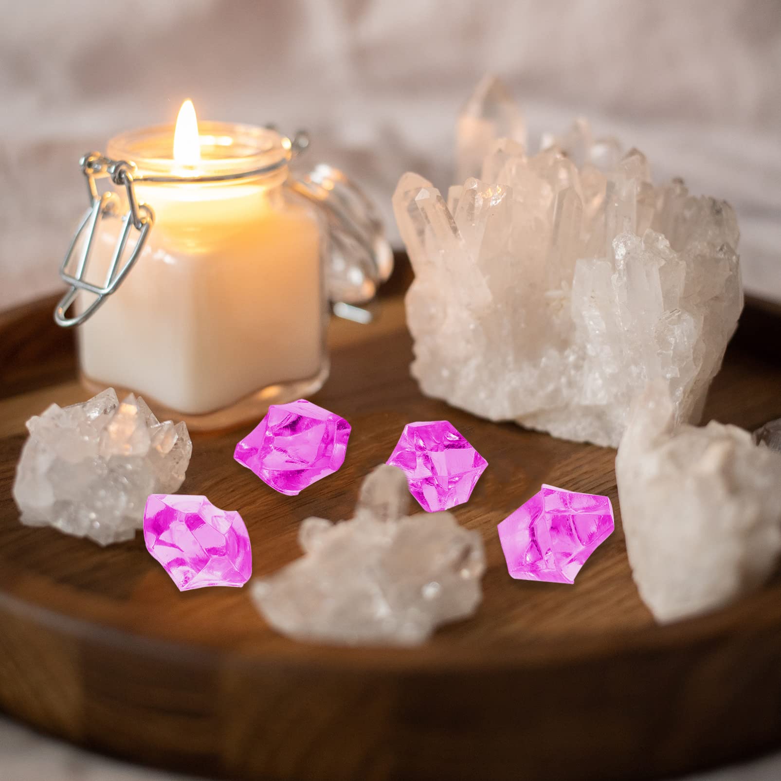 500 Stück Acryl Eiswürfel Rosa - Wiederverwendbare Deko Steine