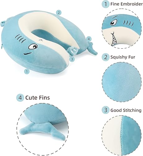 Miniatura 4 de Niuniu Daddy Almohadas de viaje para niños de 3 a 8 años  Almohadas de cuello de espuma viscoelástica suaves y ajustables para avión, asiento de