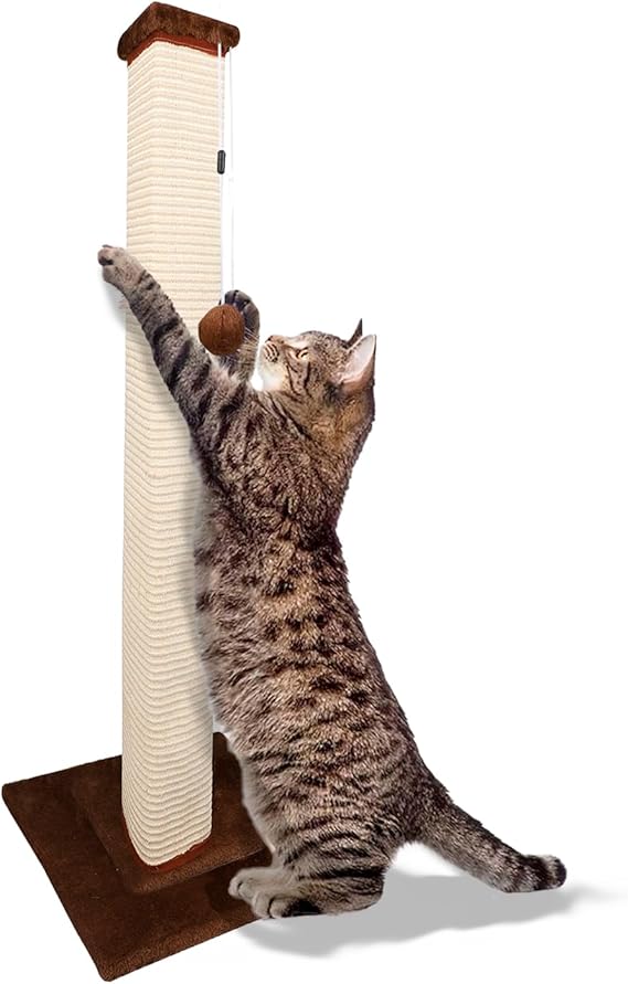 35.4” Square Pilar Tall Scratching Post with Toy Ball, for Indoor Cats, Claw Scratching Pets Toy,sisal Rope Pilar Scratch Resistant, Sturdy sisal Tree with a Dangling pet Toy Ball, 35.4” Square Pilar Tall Scratching Post with Toy Ball, for Indoor Cats, Claw Scratching Pets Toy,sisal Rope Pilar Scratch Resistant, Sturdy sisal Tree with a Dangling pet Toy Ball,