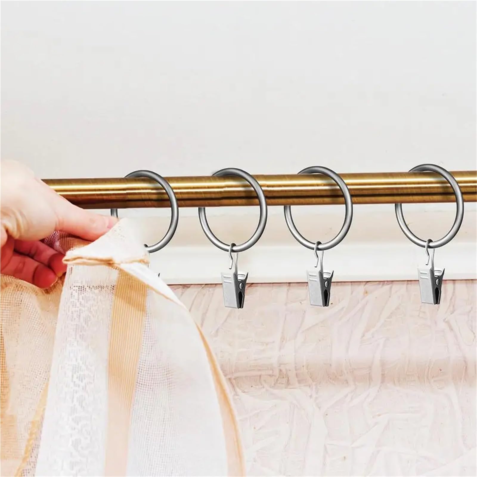 100 Stück Metall-Vorhangringe mit Clips for Stangen