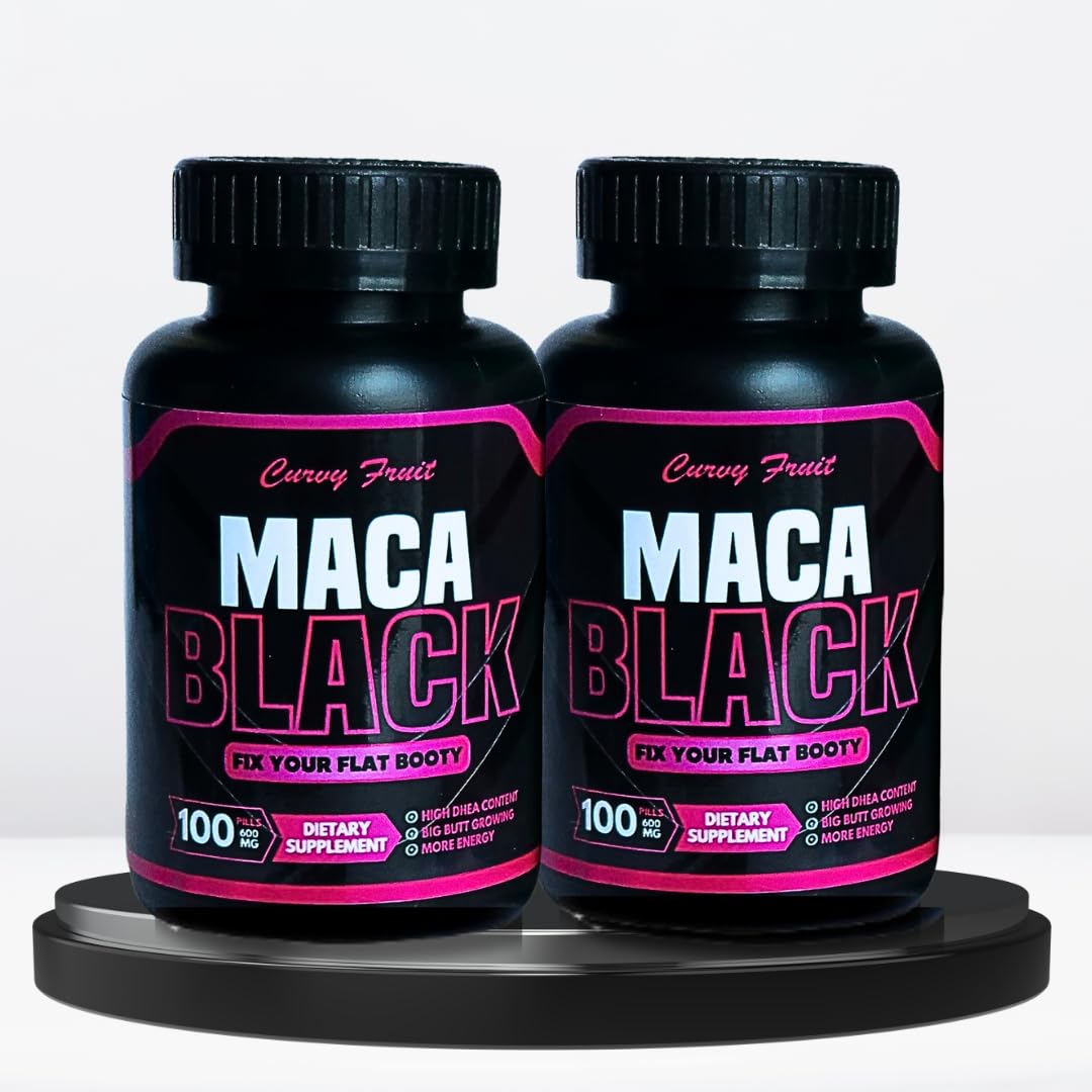Natural Booty Enhancer for Bigger, Fuller Glutes in Just Weeks Black Maca Root Capsules – 600mg x 100 Capsules – 2-Months Supply
