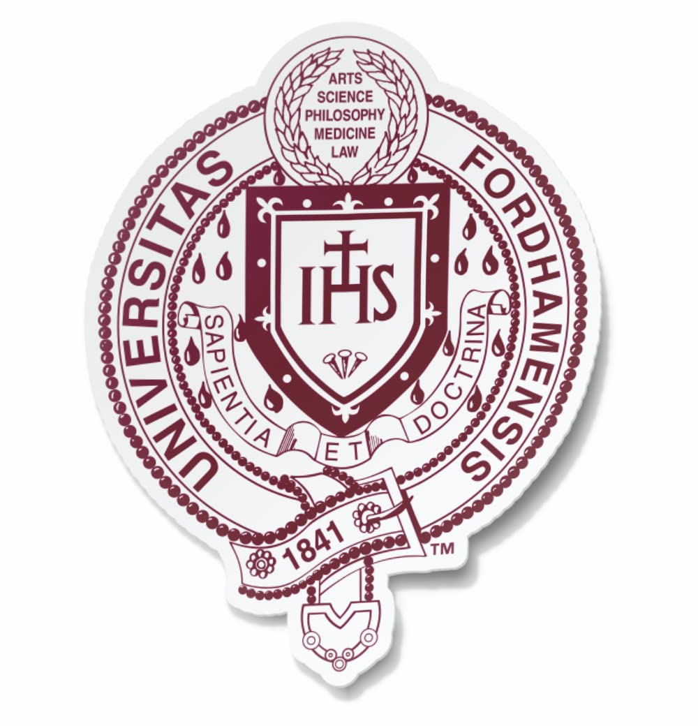 Fordham University Rams Academic Seal Crest Maroon White Weatherproof Vinyl Sticker Car Decal from Nudge Printing