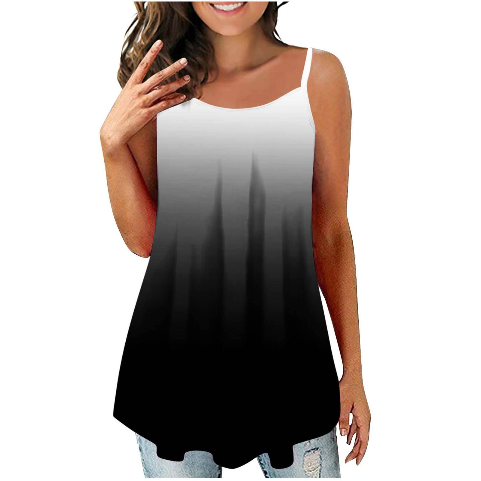 NUSGEAR Camisetas sin Manga Mujer Verano 2023 Moda Impresión Camisola Casual Camisetas de Tirantes Cuello Redondo Originales Fiesta Chaleco Tops Suelto Shirt tee Elegantes Camisa