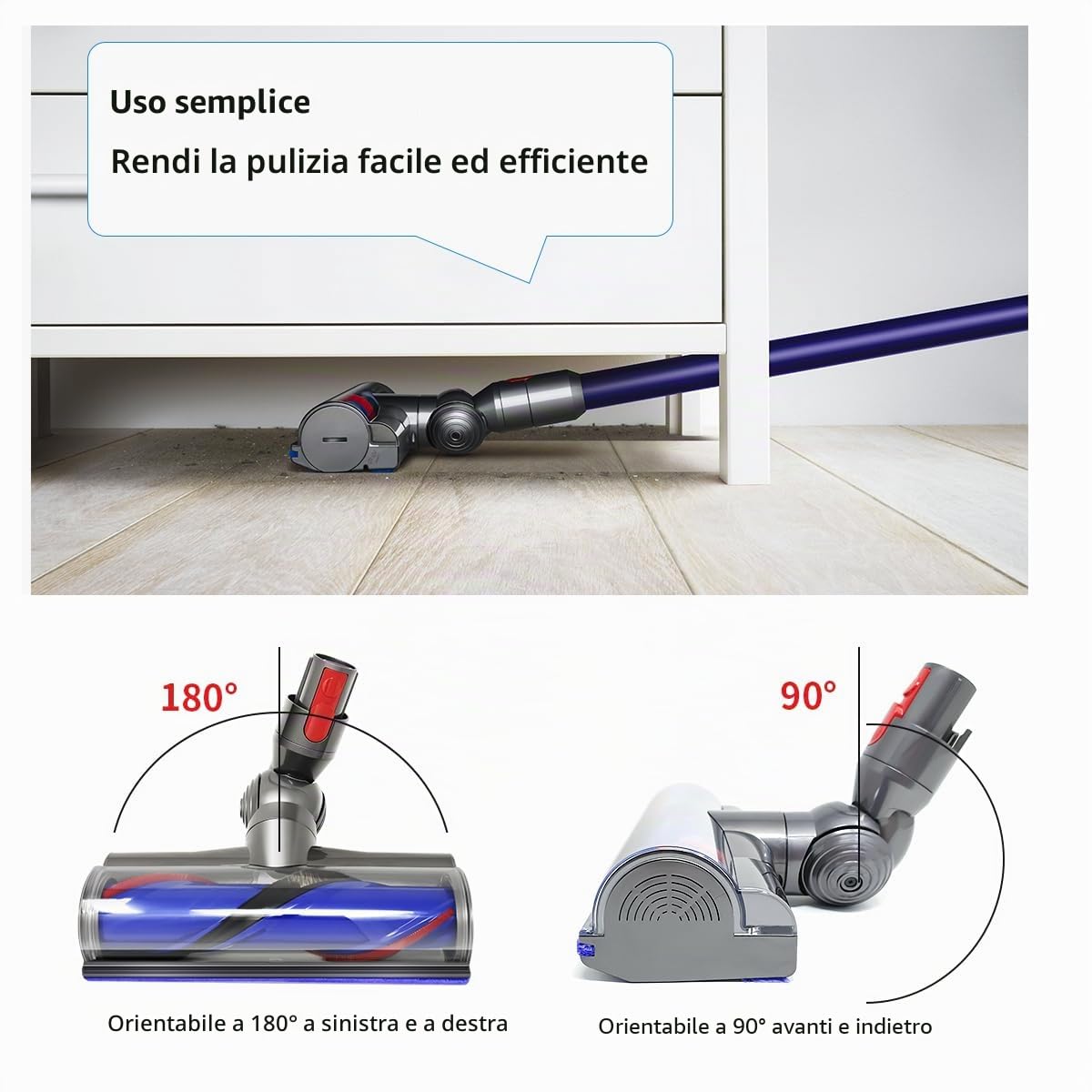 YanBan Spazzola Motorizzata Spazzola a Turbina Compatibile con Dyson aspirapolvere Senza Fili V7 V8 V10 V11 V15, Testina Turbo Elettrica di Ricambio per Spazzole per Pavimenti V7 V8 V15 Accessori