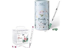 Ohuhu Markers 60 Colors Premium Brush & Fineliner Dual Tip Art Markers...