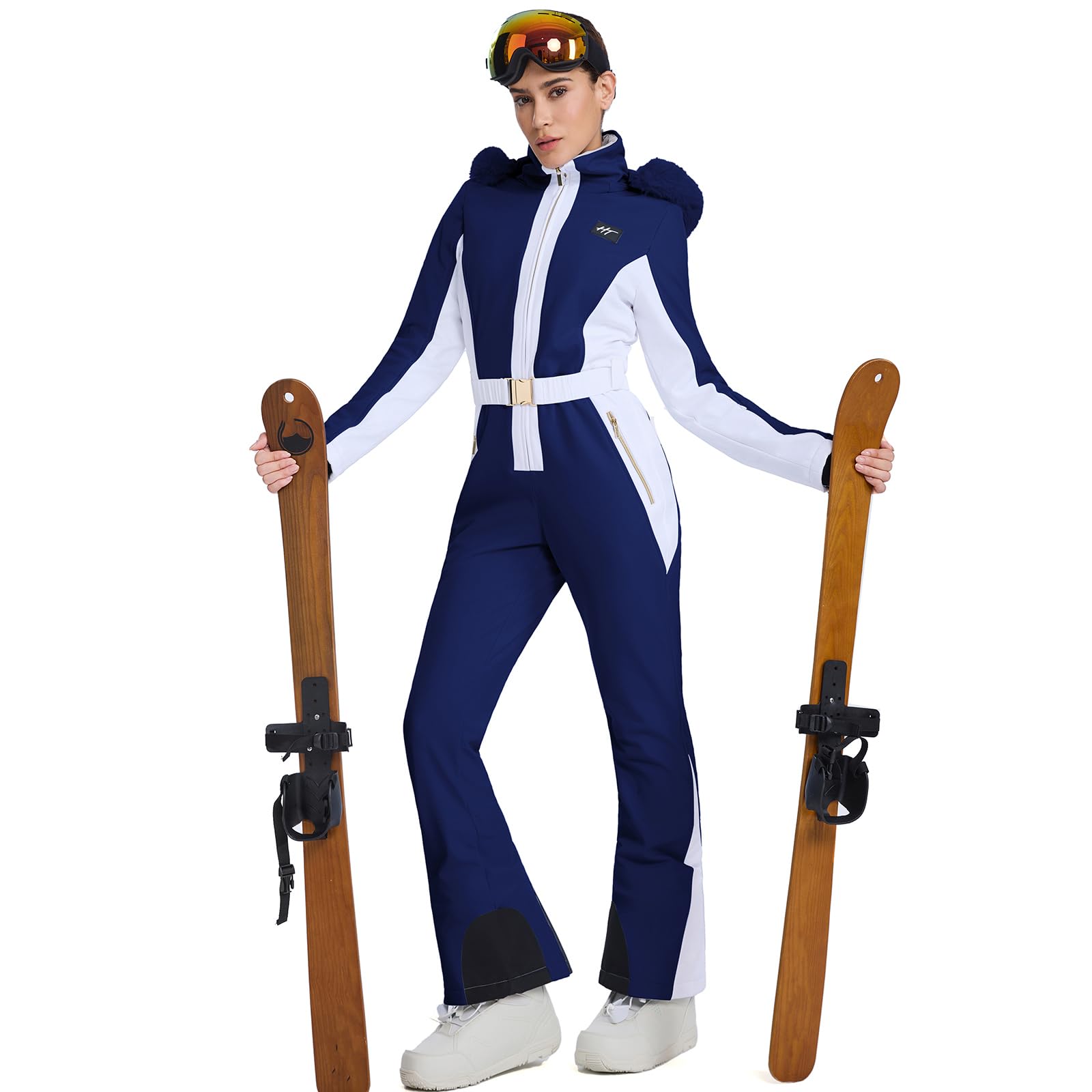 ALSOGO Damen Ski Anzug Ein Stück Snowsuit Schlank isolierte Jumpsuits wasserdicht Winddicht Winter Schnee Snowboard für Outdoor-Sportarten