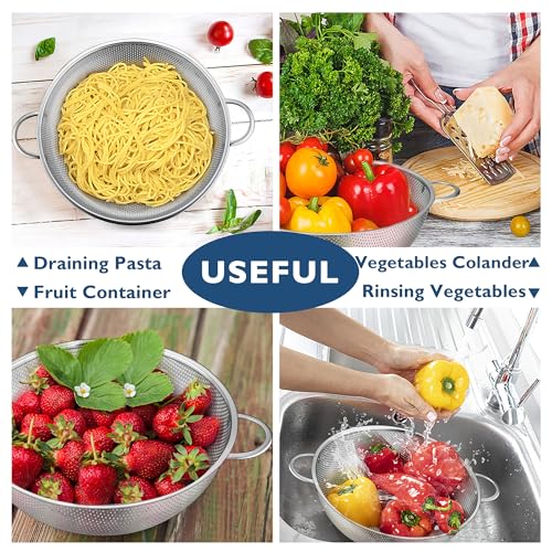 Herogo Colander Stainless Steel Set of 3, Micro-Perforations Colanders with Handle, Metal Kitchen Strainer for Draining/Straining/Cleaning Vegetable/Pasta/Rice/Fruit, 1/3/5 Quart, Dishwasher Safe - Image 6