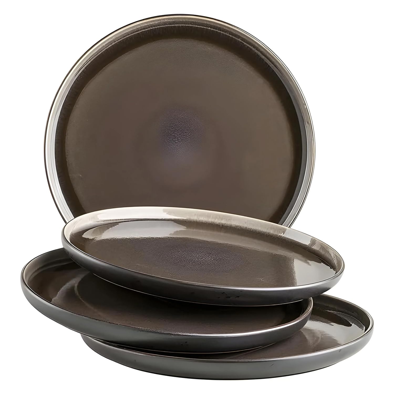 MÄSER Serie Niara, set di piatti da dessert moderni per 4 persone, in stile vintage, piccoli piatti in ceramica, gres, grigio/nero