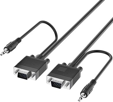 Fosmon VGA/SVGA/UXGA Monitor Cable with 3.5mm Audio Jack Male to Male, 25FT