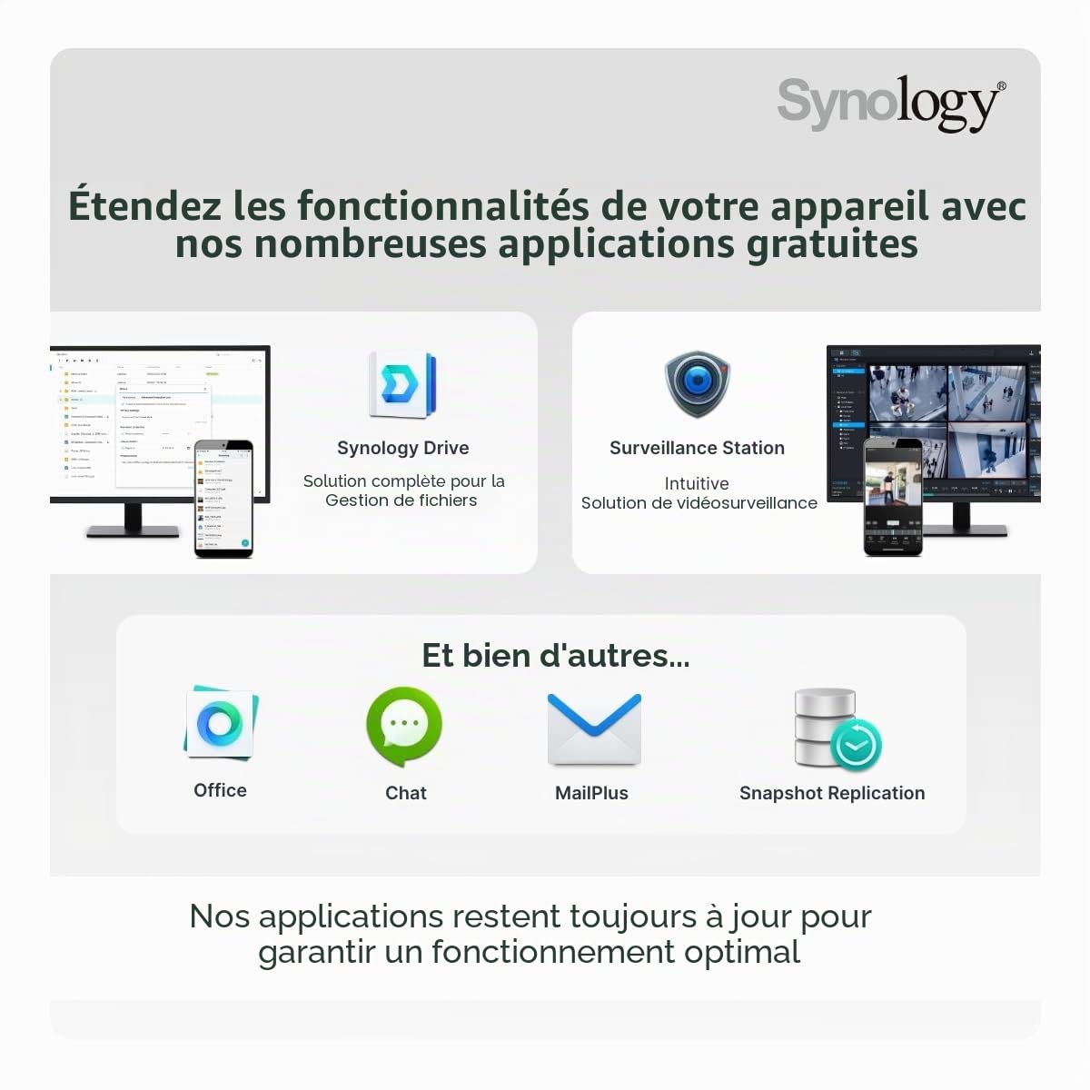 Synology DS220+ 8To NAS 2 Baies avec 2 x Disques Durs WD Red de 4To