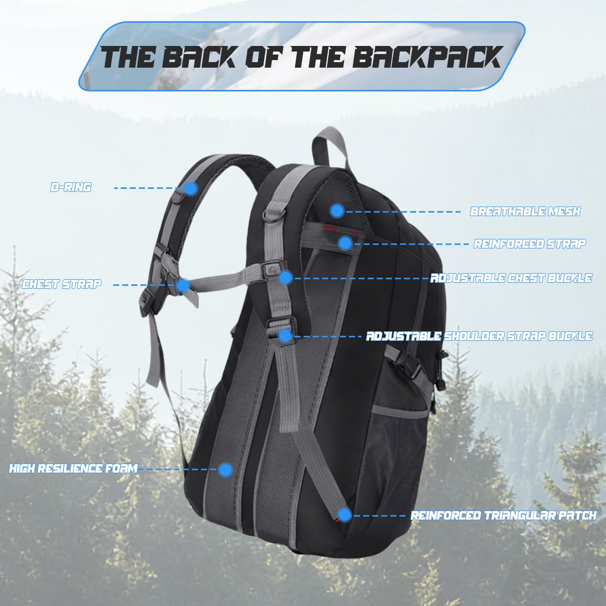 Zaino Trekking 40 Litri,Zaino Montagna Impermeable para Senderismo,Camping,Ciclismo,Escalada,Marcha,Alpinismo