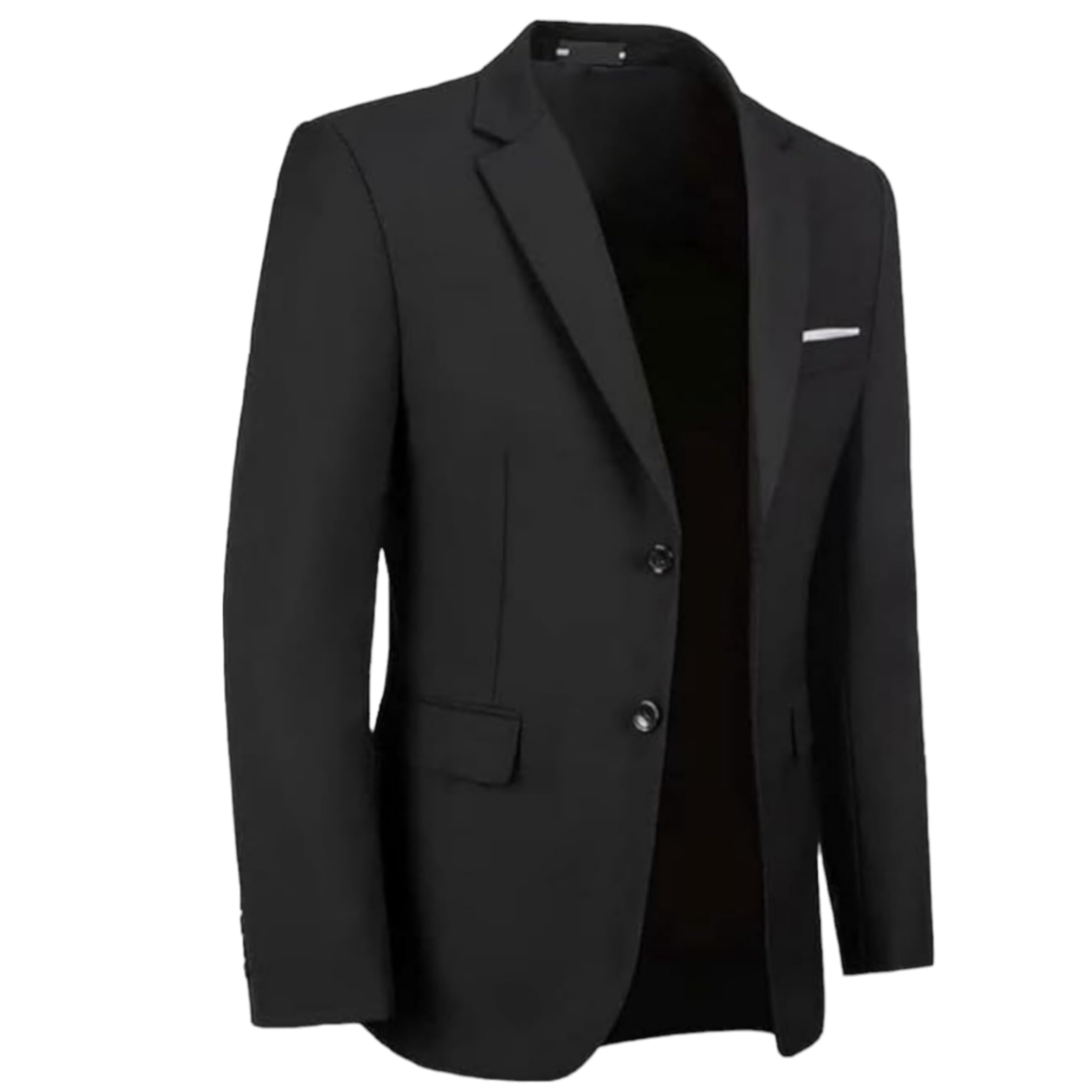 men bazar Slim Fit Blazer, Solid Black, Single Breasted, Notch Lapel, Polyester, Formal Wedding-picture-14