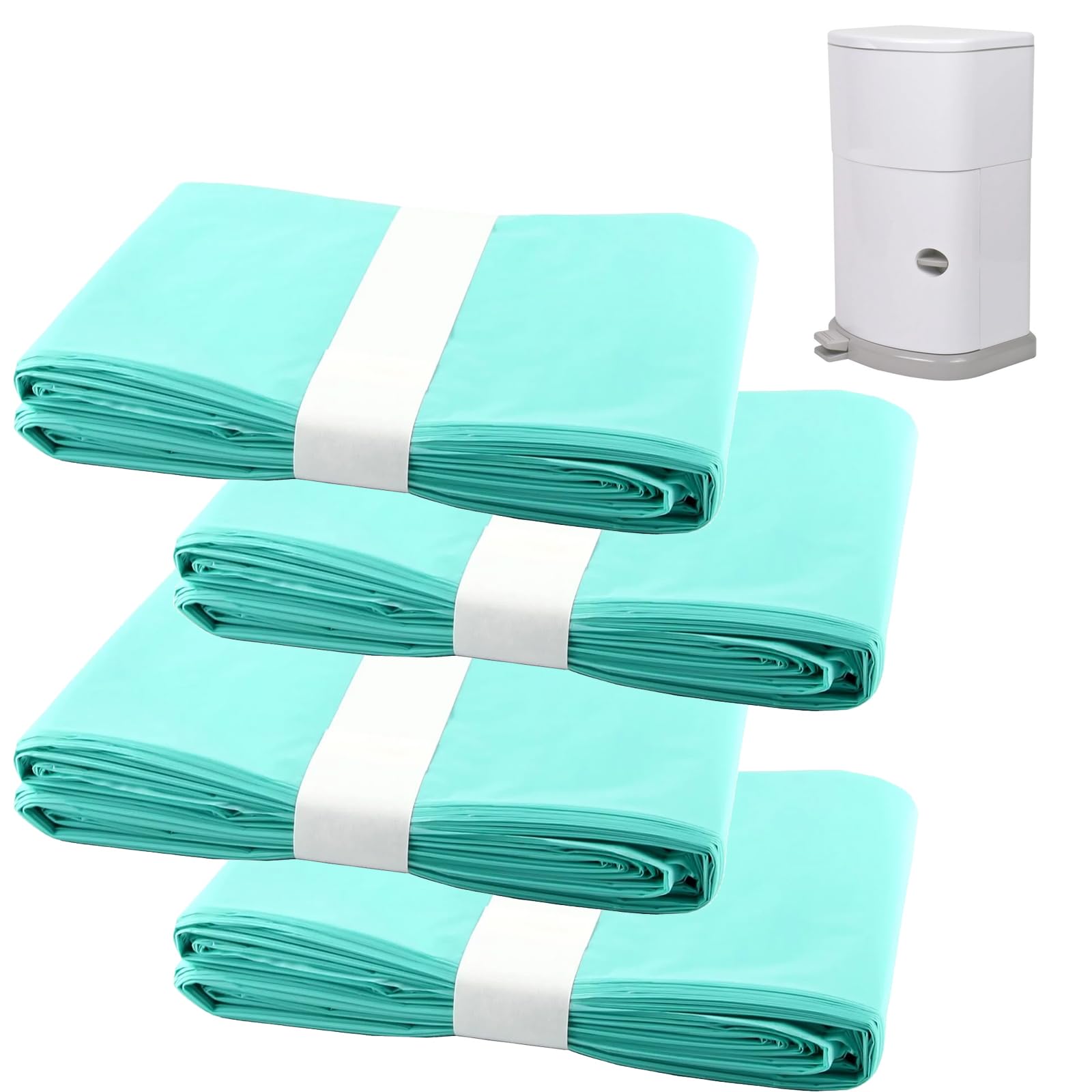 4 Pack Diaper Disposal Refill Liners Compatible with Janibell Akord 330 Series Adult Diaper System, Lightly Scented, Green