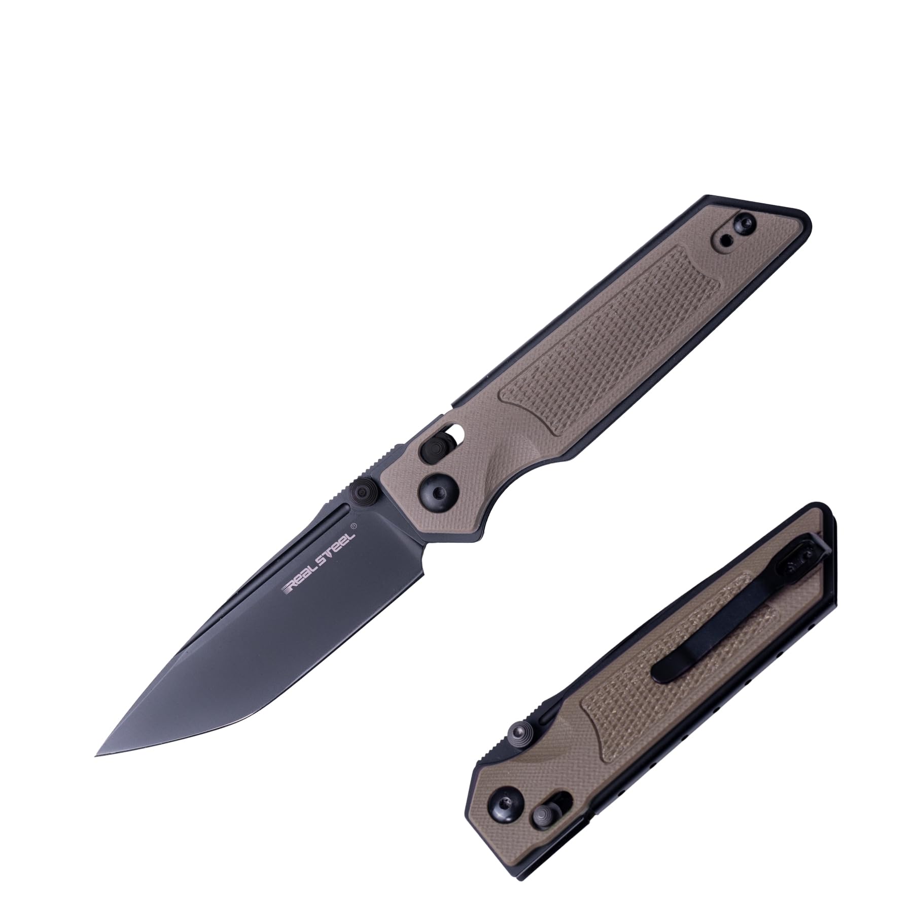 REALSTEEL SACRA Pocket Knife, Folding Knife, Crossbar Lock, 3.31