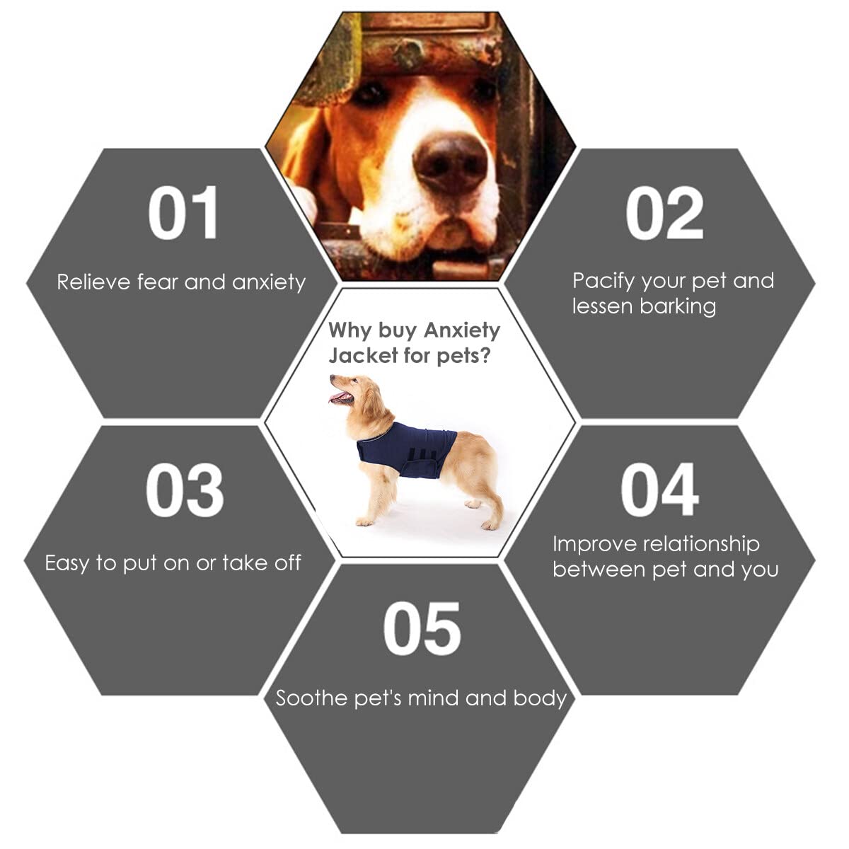Haokaini Giacca per Cani Anti-Ansia Cappotto Calmante per Cani Camicia Antistress per Animali Domestici Giubbotto Calmante Caldo Giacca per Cani Ansia per Cani Tuono Leggero (Grigio Chiaro
