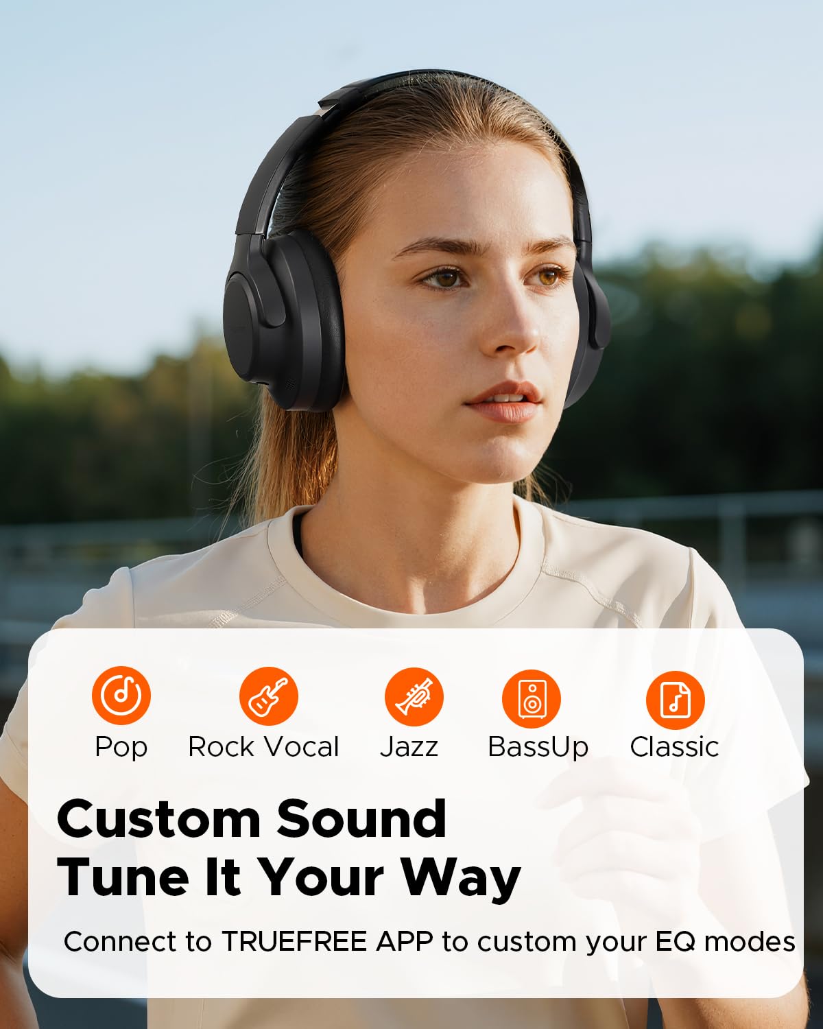 Truefree HF10 Hybrid Active Noise Cancelling Headphones, Wireless Over Ear Bluetooth 6.0 ANC Headset, 125 Hours Playtime, Spatial Audio, Deep Bass, App Custom EQ, Dual Connection, Comfort Fit Ear Cups — view 8