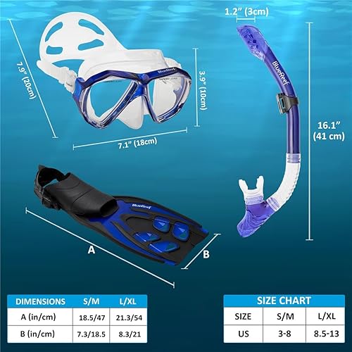 Miniatura 7 de Valiant - Juego de equipo de esnórquel para adultos, incluye máscara Valiant con lentes de vidrio templado gemelas para mayor claridad, esnórquel