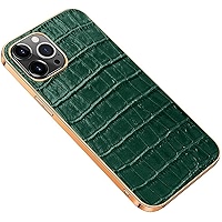 Amazon.com: KKFAUS Leather Gold Frame Phone Cover, Crocodile
