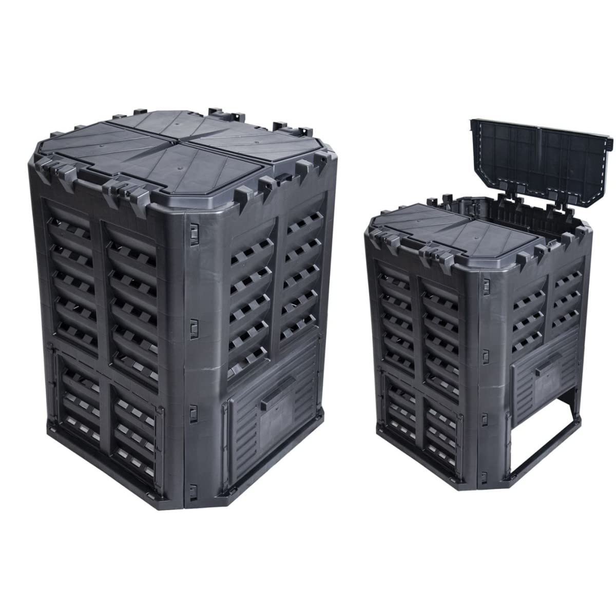 Composteur de jardin 360L BRIXO KOMPOBOX Végétaux pelouse Humus Déchets cuisine 69 x 69 x H84 cm
