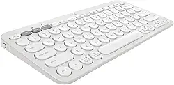 Teclado sem fio Logitech Pebble Keys 2 K380s com Conexão Bluetooth Easy-Switch e Pilha Inclusa - Compatível com PC, Mac, Chrome OS, Android, iOS e Apple TV, Layout US - Branco