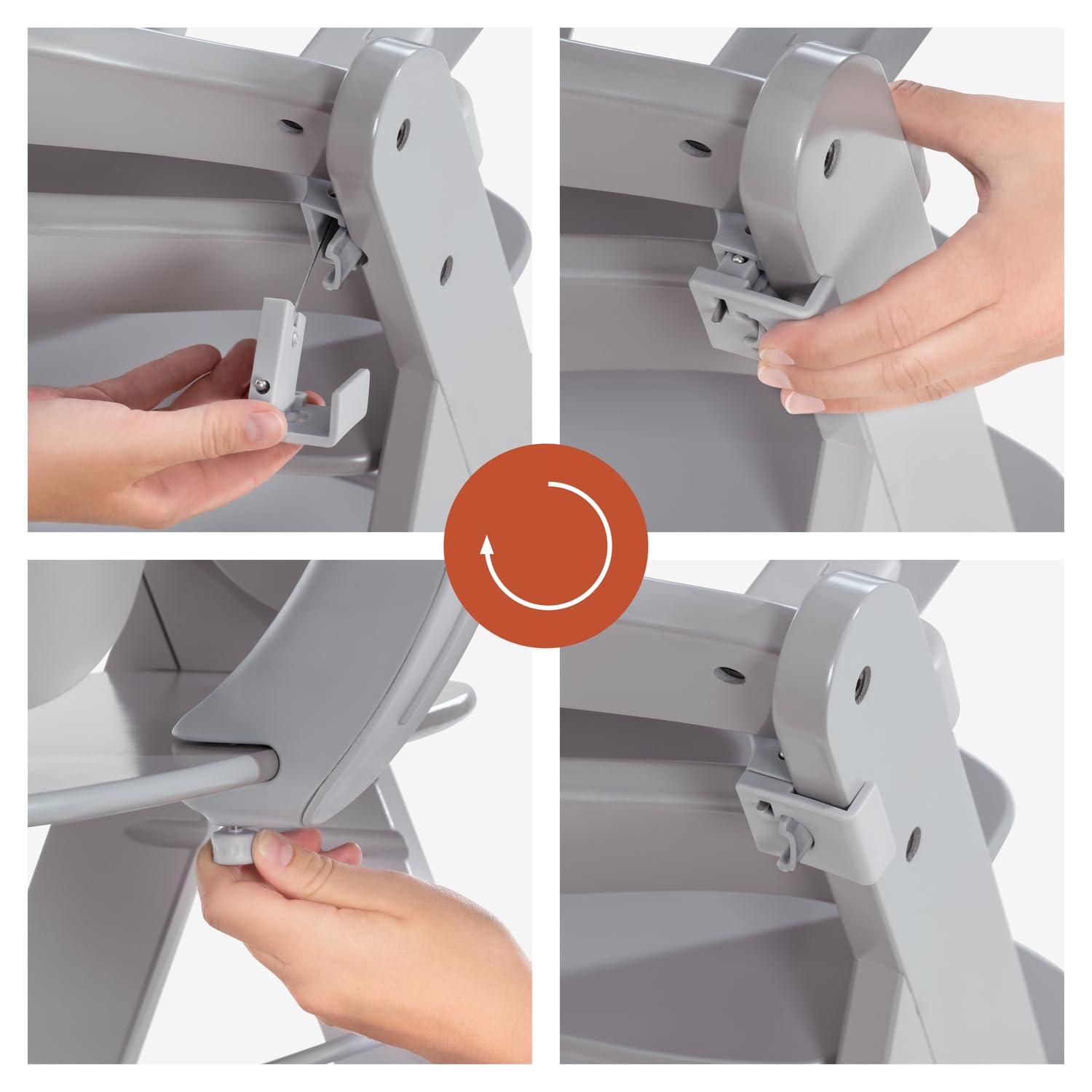 Hauck Alpha Tray Grau 3in1 Essbrett Kompatibel mit Alpha+ Beta+ Holzhochstuhl für Kinder 6-24 Monaten mit Sitzverkleinerer 3-Stufigem Esstisch