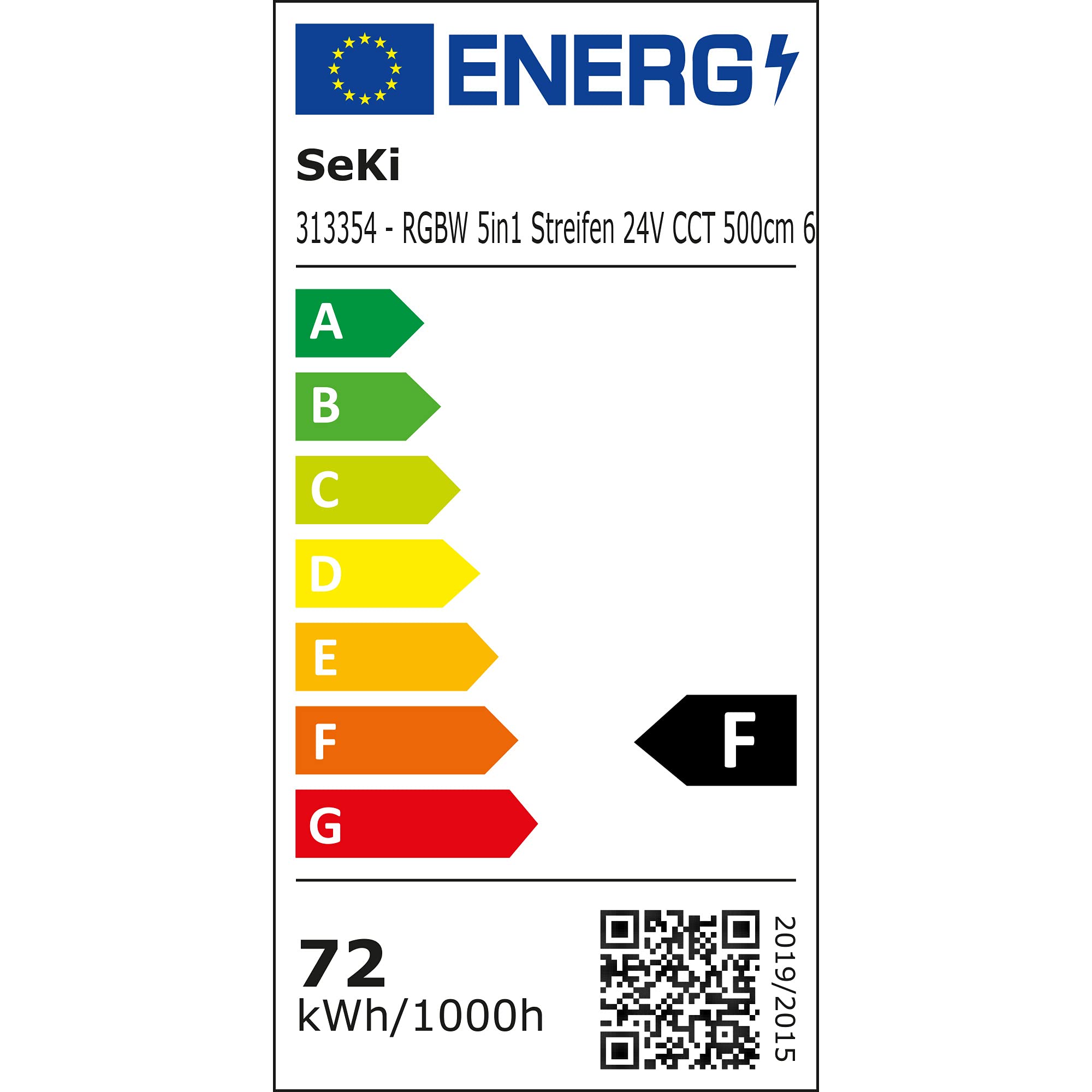 SeKi Striscia LED RGBW + CCT 5 in 1, 24 V, 500 cm, 60 LED/m (300 pezzi), IP65 – RGB + bianco (regolabile da caldo a bianco freddo)