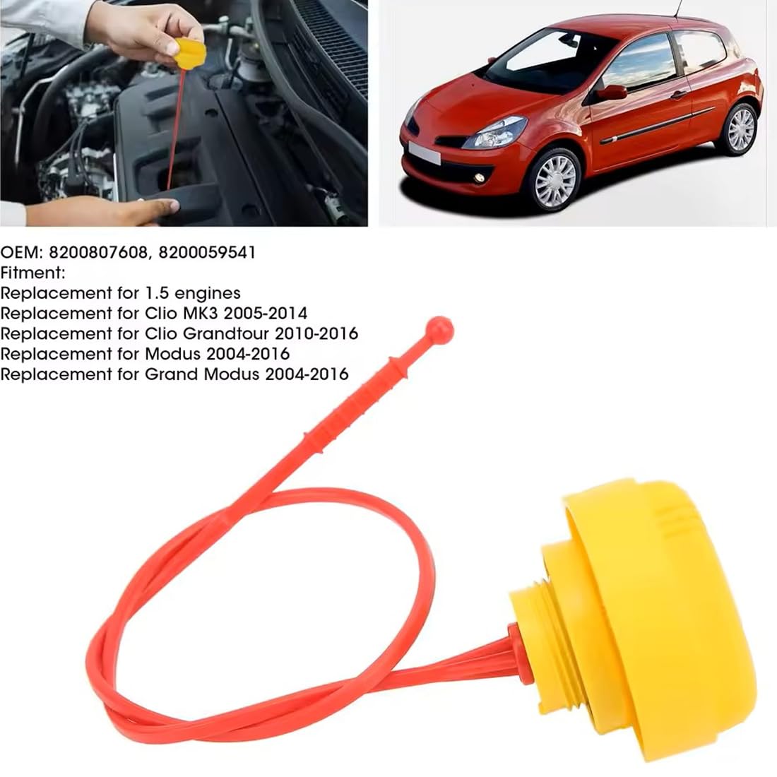 Wskaźnik Poziomu Oleju z Kapturkiem 8200807608 Compatible for Renault Clio MK3 2005-2014 8200059541 Pomiar poziomu oleju do wymiany paliwa olejowego