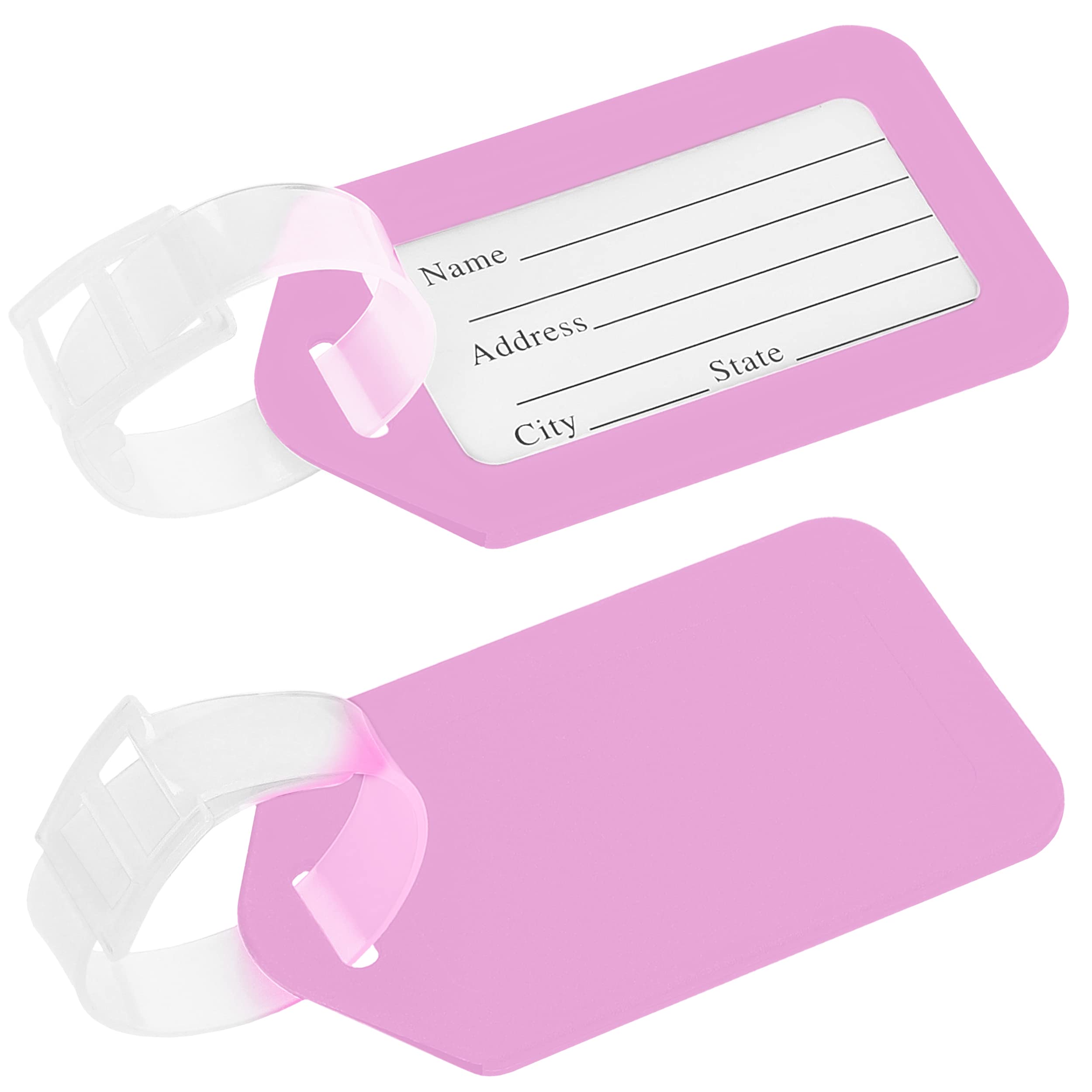 mumbi Plastic Luggage Tag with Name Tag/Address Tag Set of 2 Pink
