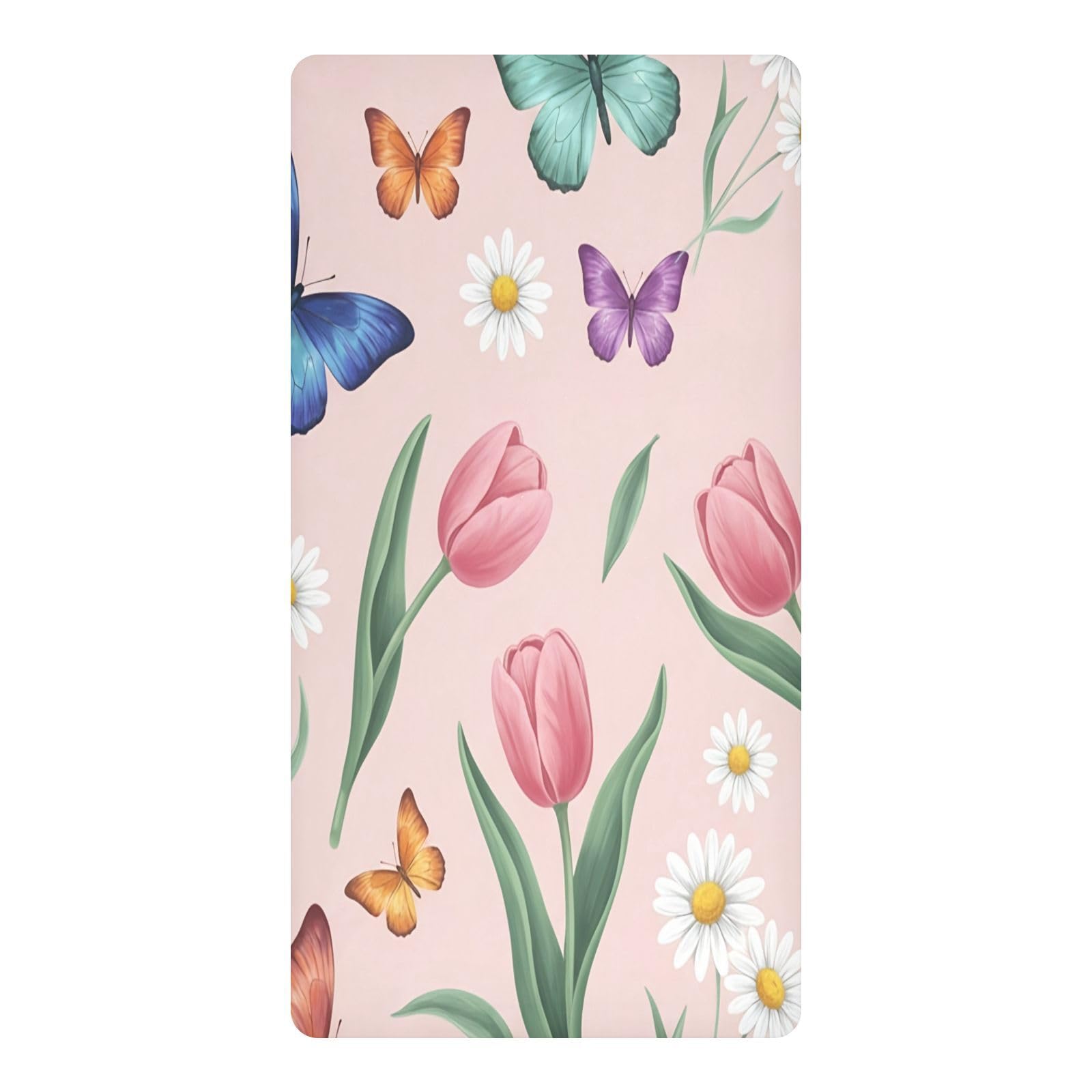 JiangGgen Butterflies and Flowers Baby Crib Sheet Soft Breathable Playard Sheet-S