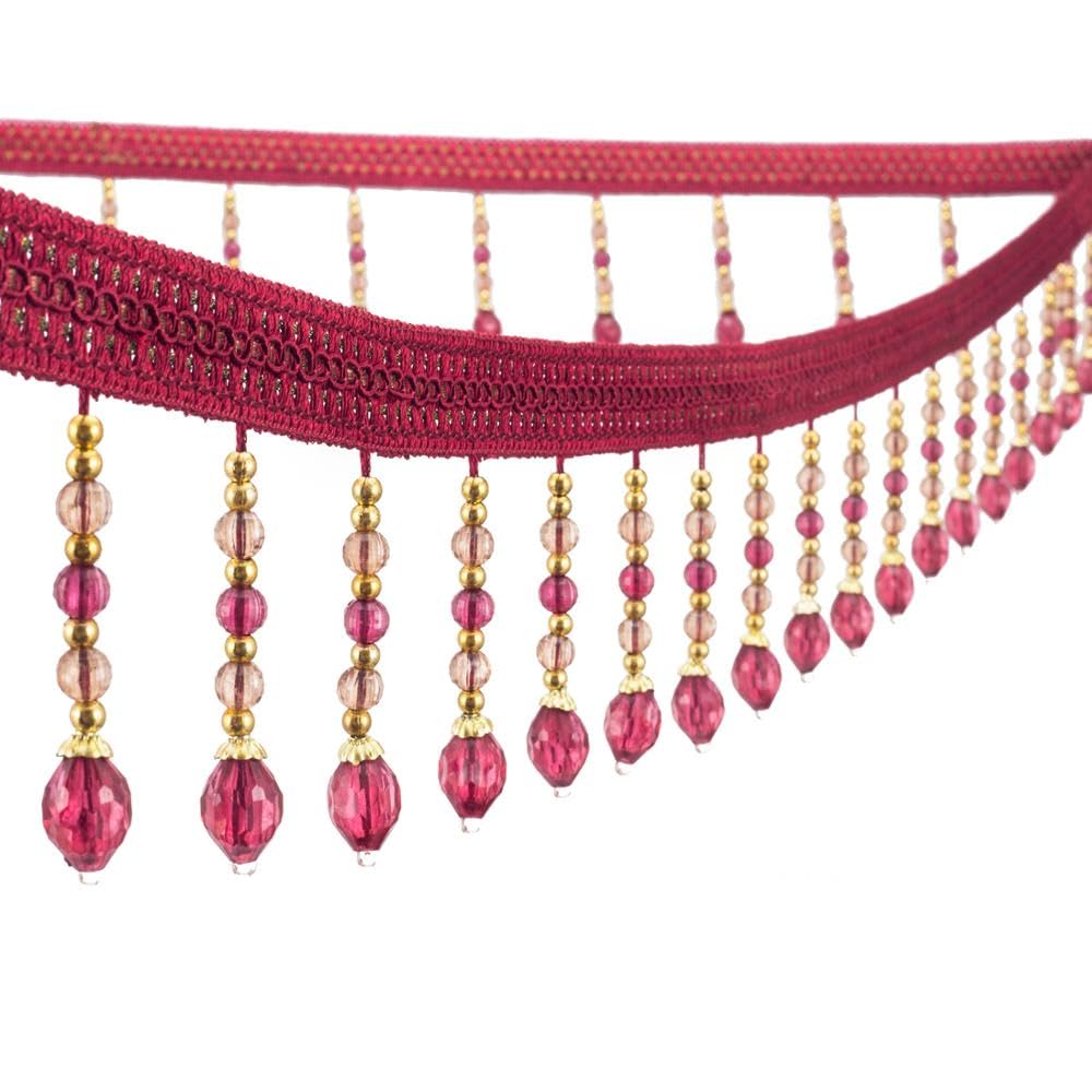 Garniture à Franges, Applique de Garniture Rideau, Perles suspendues tressées, Ruban Nappe, Bricolage Costume Craftsolor : Bluiz(Rose Red,3 Meters)