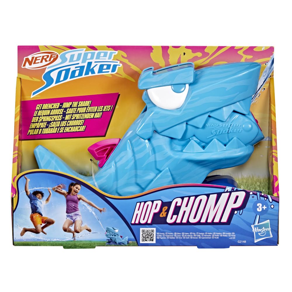 Nerf Super Soaker Hop & Chomp Water Toy| Sprays Streams of Water | Chomping Jaws | Attaches to Garden Hose | Kids Outdoor Sprinkler Toys | Ages 3+