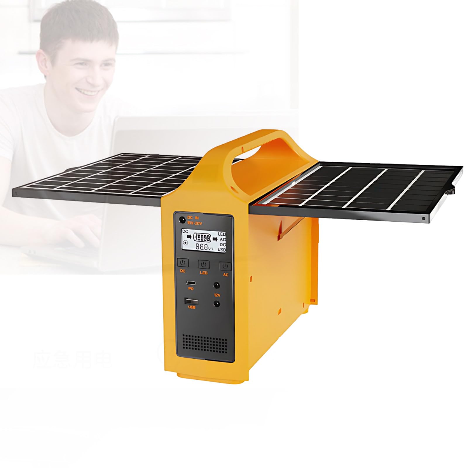 Przenośna Stacja Zasilania Z Panelami Słonecznymi, Zapasowa Bateria 100 W 76.8 Wh Lifepo4 Generator Słoneczny Gniazda Ac Z Czystą Falą Sinusoidalną W Samochodzie Ma Wyjście Ac Dc
