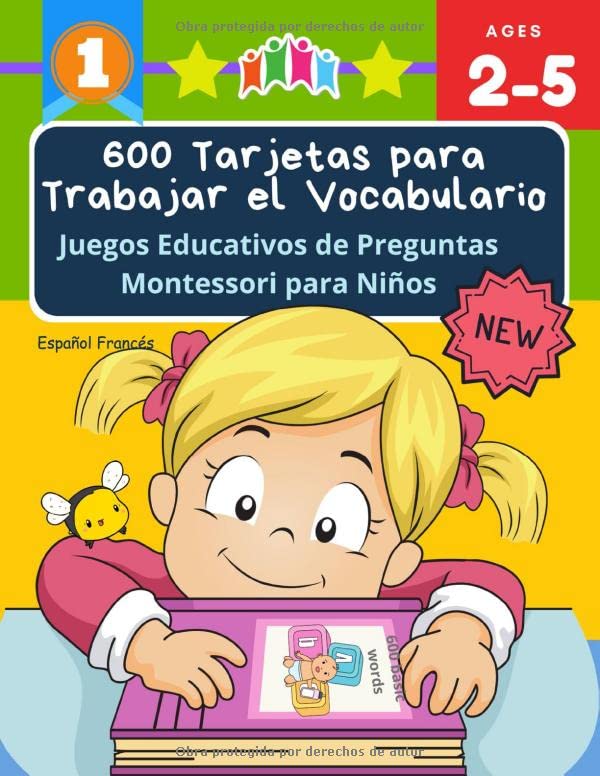 600 Tarjetas para Trabajar el Vocabulario Juegos Educativos de Preguntas Montessori para Niños Español Francés Easy learning basic words cartoon ...