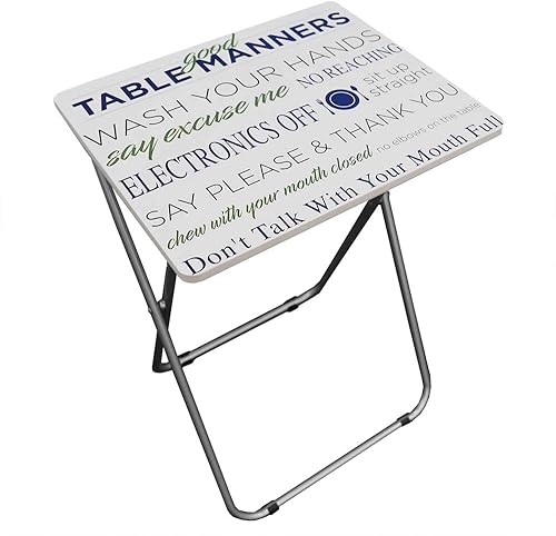 Miniatura 1 de Home Basics TT39161 - Bandeja plegable para TV, 19.0 x 15.0 x 26.0, cuida tus modales (blanco)