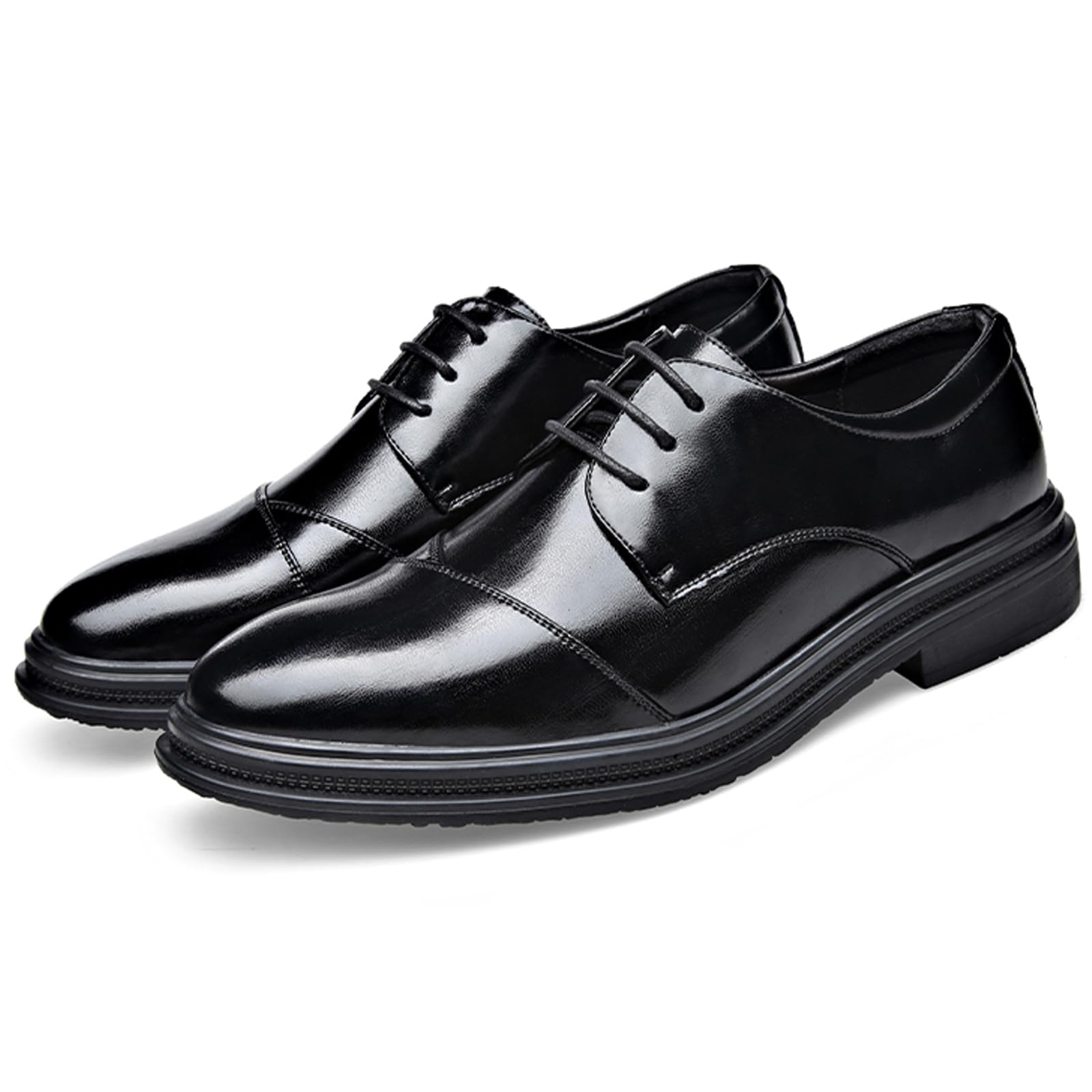 DADAWEN Chaussures de Ville Homme Cuir Verni Noir Derby pour Mariage cérémonie Travail Bureau