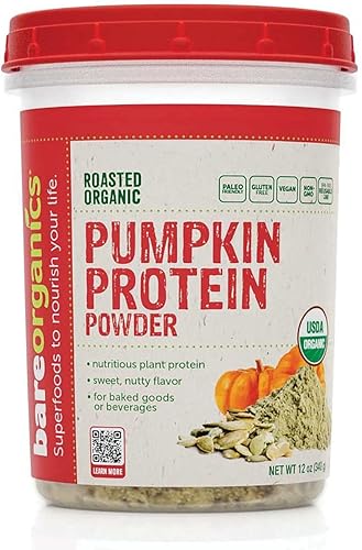 BareOrganics Proteína en polvo de calabaza, 12 oz