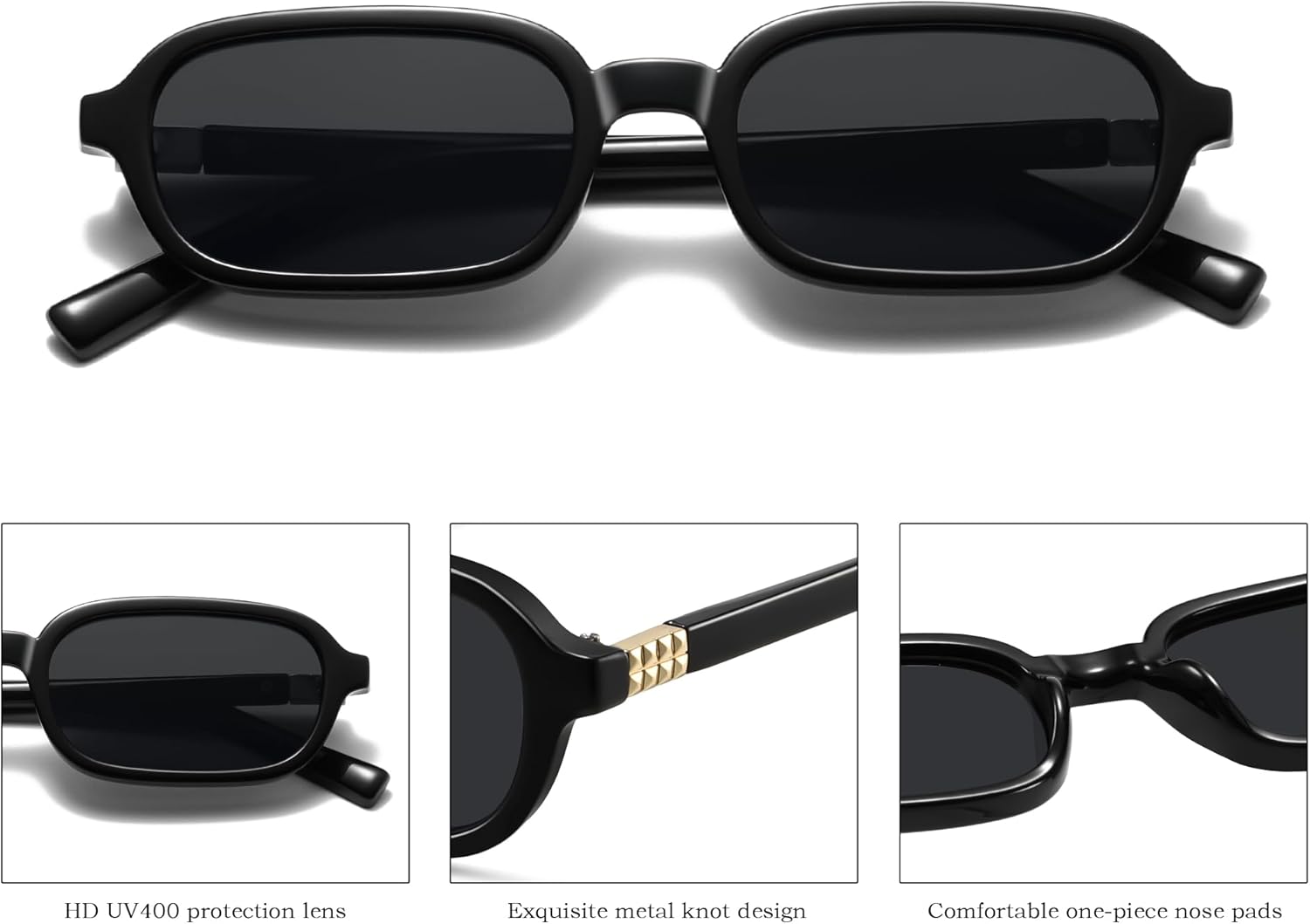 Retro Rectangle Sunglasses for Women Men Trendy Vintage Small Square Sun Glasses 90s Fashion Cute Sunnies CL010 - Image 3