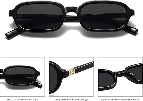 Vista 3 de Lentes de sol rectangulares retro para mujeres y hombres, de moda, vintage, pequeños, cuadrados, de los años 90, lindos sunnies CL010