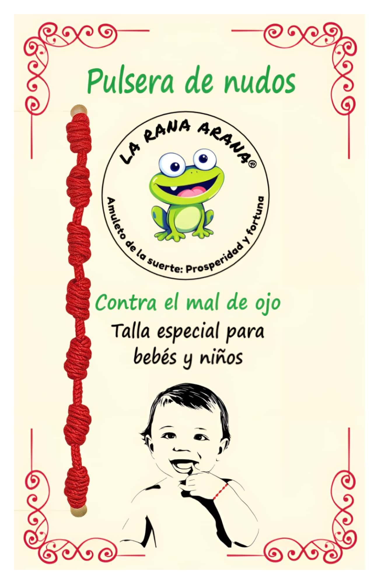 Pulsera 7 chakras con nudos roja bebés niños - Contra el mal de ojo - Hilo rojo protección energía negativa - Amuleto para la buena suerte - Talla pequeña