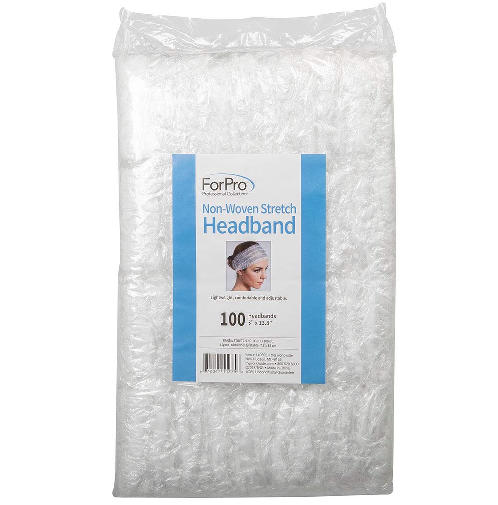 ForPro Non-Woven Stretch Headband, Lightweight, Adjustable, Disposable, 3” W, 100-Count